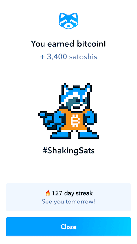 Shakepay Shaking Sats