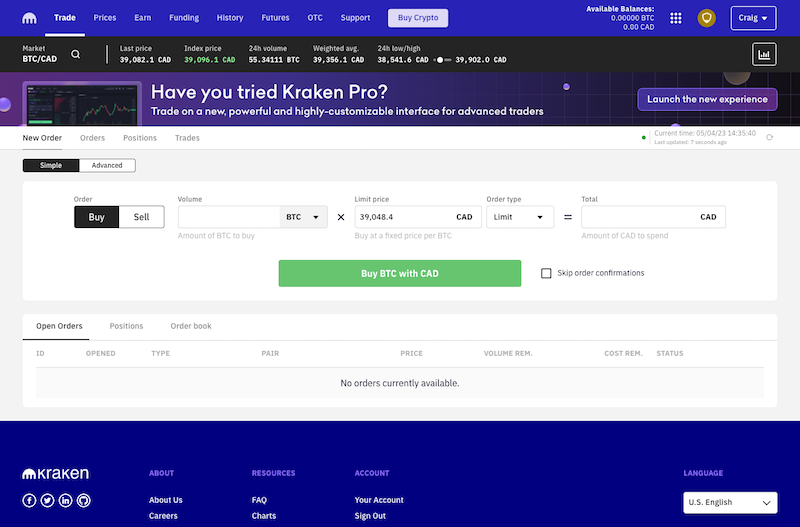 Kraken Simple Order Type